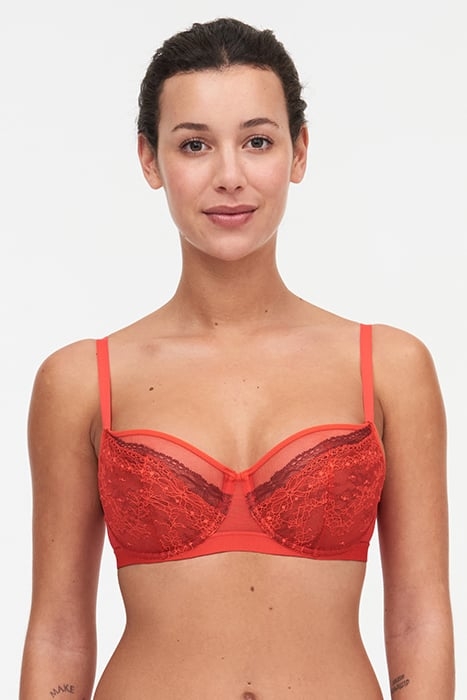 NEELA - HALF-CUP BALCONY BRA BRIGHT POPPY / FIG 1