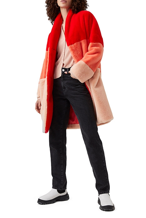 IZO FAUX FUR COAT POPPY RED/EMBERGLOW/DUSTY PINK 2