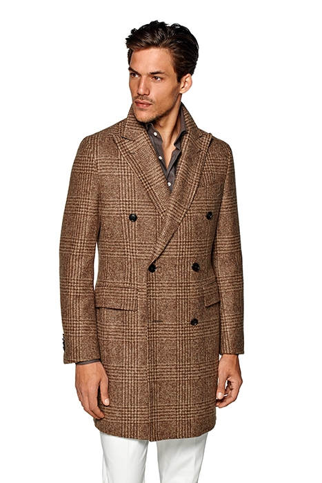MID BROWN CHECKED OVERCOAT 1