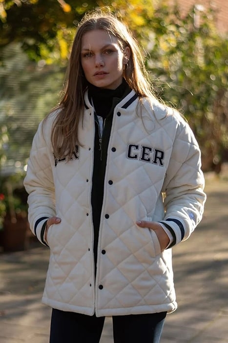 THE MERCER-QUILTED VARSITY WOOL - UNISEX CRÈME 2