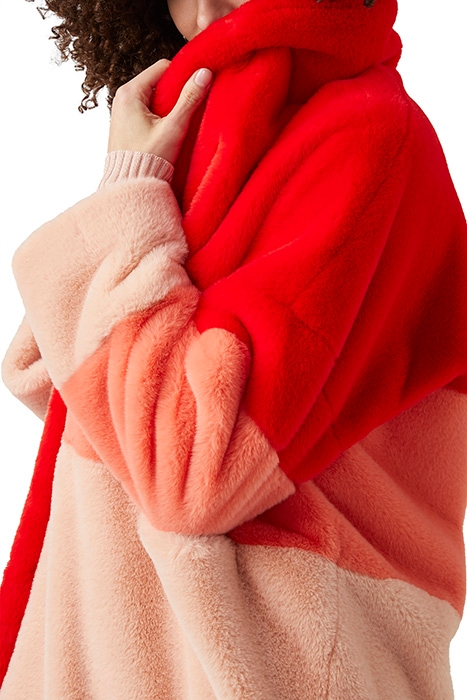 IZO FAUX FUR COAT POPPY RED/EMBERGLOW/DUSTY PINK 4