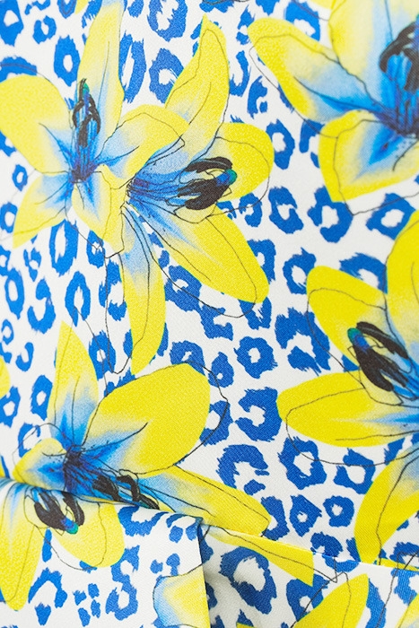 WOMEN‘S FLORAL FABRIC EVENING GOWN WHITE LILLY PRINT/ WHITE 5