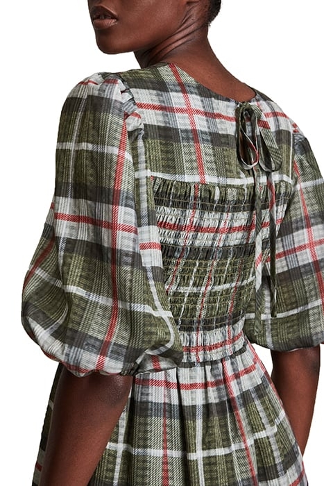 SADIE CHECK DRESS KHAKI GREEN 5