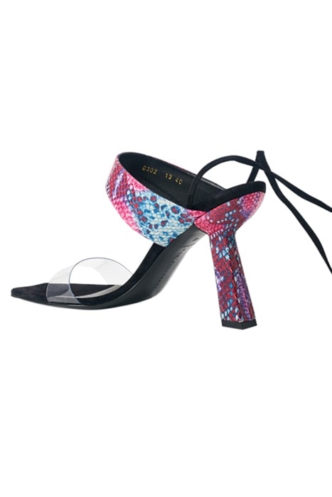 PYTHON-EMBOSSED LACE-UP SANDALS RED SNAKE 4