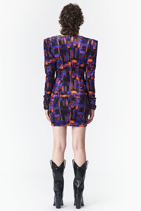 RUCHED VELVET DRESS PAINT PRINT 2