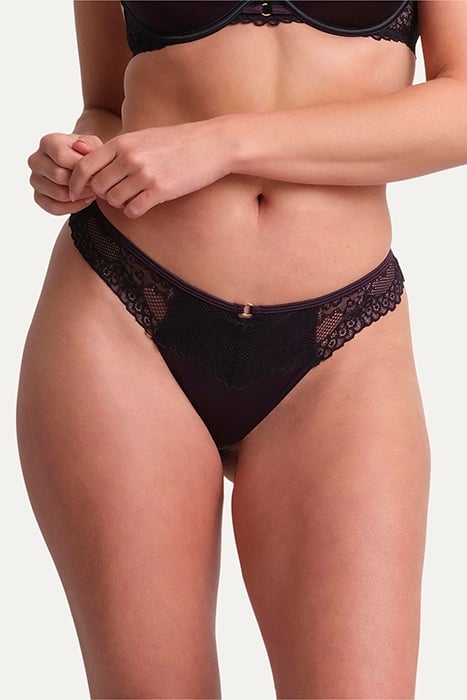 CO BO. THONG SATIN LACE FATAL VIOLET 2