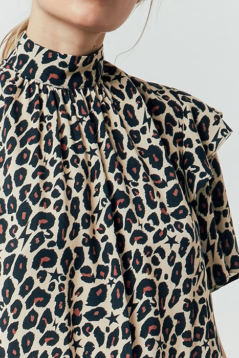 WOMEN'S LEOPARD AND STAR PRINT VISCOSE SHORT DRESS 4