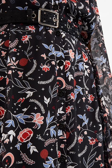 BLACK INDIAN FLOWER PRINT LONG DRESS 6