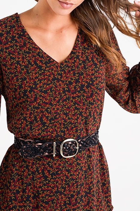 BLACK LEAF PRINT DRESS 5