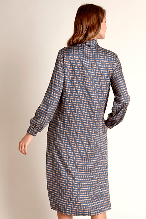 LONG DRESS SCARF NECKLINE BLUE 3