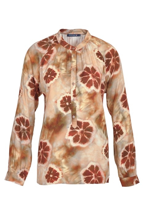 SHIRT LS FROWNCED NECKLINE MULTI 1