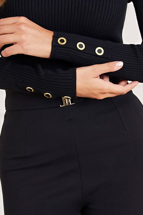 FLORA RIB V NECK TOP JET BLACK A996 6