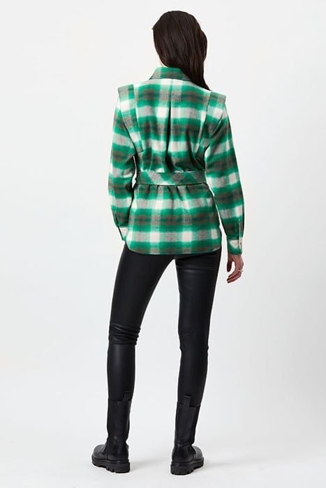 ROSY BELTED CHECK SHIRT BASIL GREEN 3