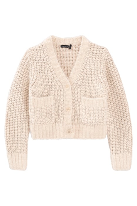 GIRLS’ ECRU LUREX DECORATIVE KNIT CARDIGAN OFF-WHITE 1