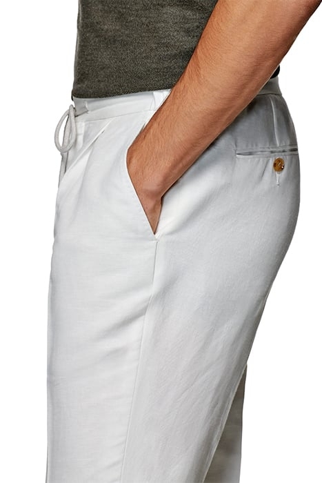 OFF WHITE HERRINGBONE DRAWSTRING AMES TROUSERS 6