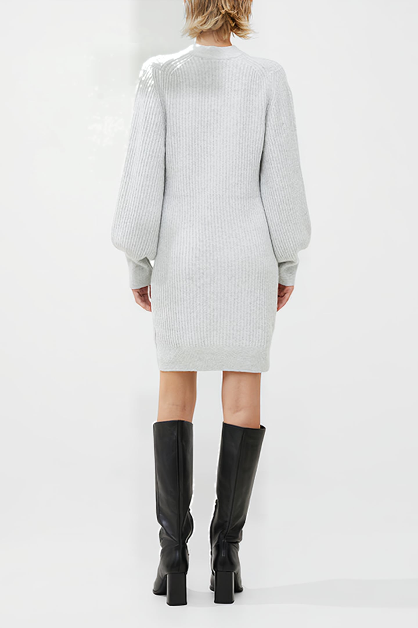 VHARI RIBBED CREW NK MINI DRES DOVE GREY MEL 3