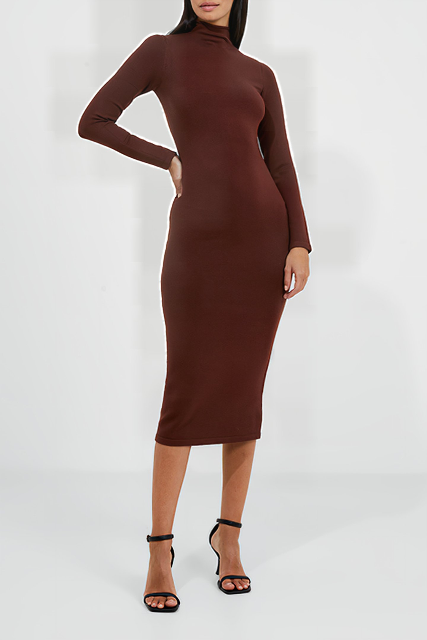 BABYSOFT ROLL NECK DRESS BITTER CHOCOLATE 2