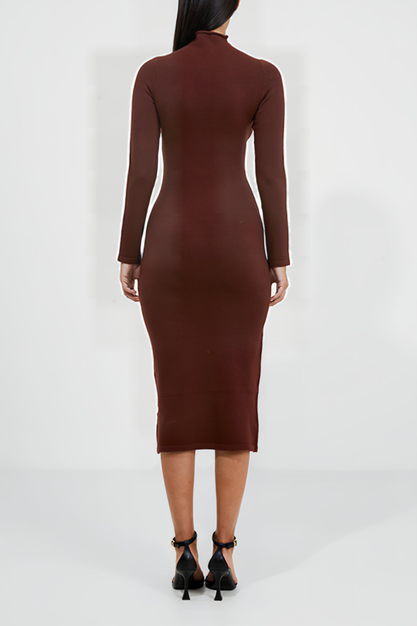 BABYSOFT ROLL NECK DRESS BITTER CHOCOLATE 3