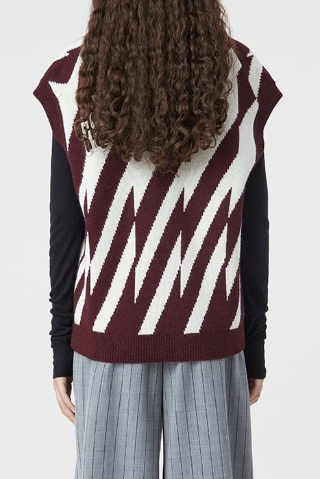 WOMEN V NECK VEST KNITS DARK RAISIN 2