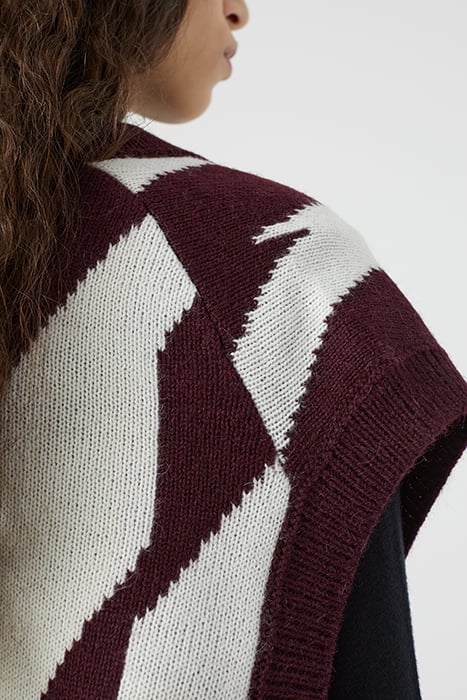 WOMEN V NECK VEST KNITS DARK RAISIN 6