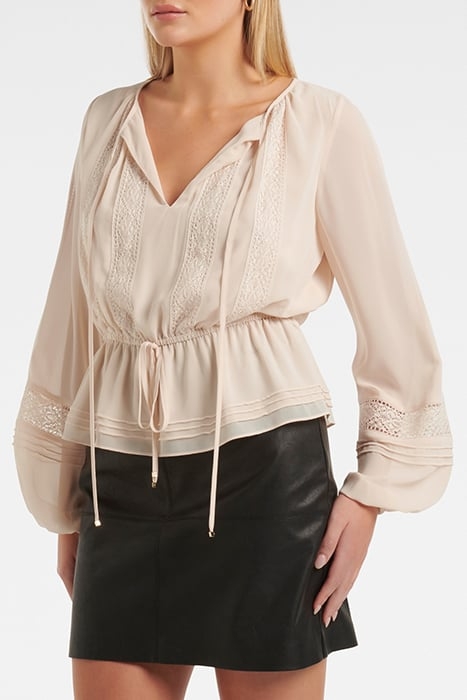 COLLEEN WAISTED TRIM BLOUSE NUDE 1