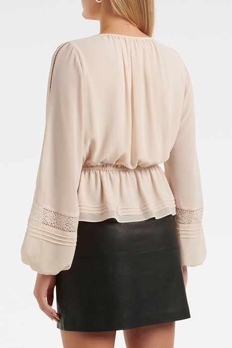 COLLEEN WAISTED TRIM BLOUSE NUDE 2