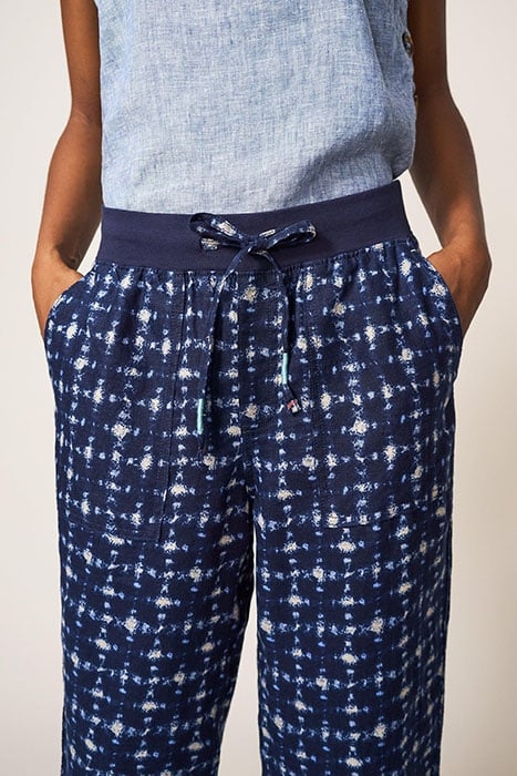 EFFIE LINEN TROUSER NAVY MULTI 3