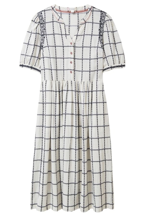 ANYA CHECK EMBROIDERED DRE NATURAL 4