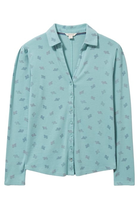 ROSIE RIB JERSEY SHIRT TEAL PRINT 3