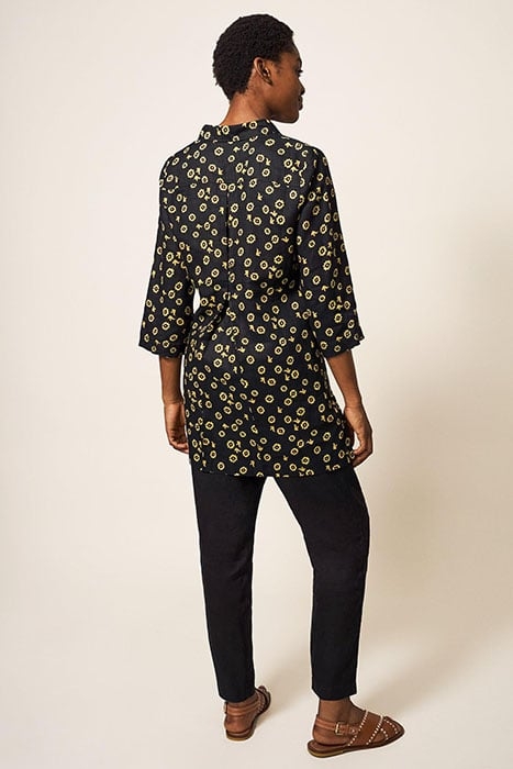 BLAIRE LINEN TUNIC BLK MLT 2