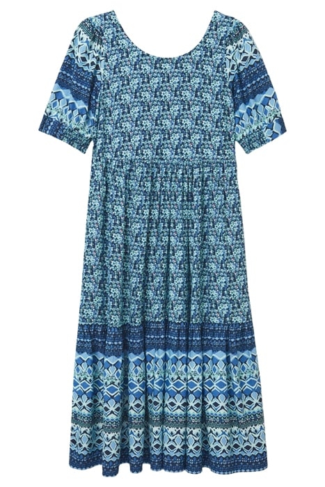 CONNIE ECO VERO MIDI DRESS BLUE MULTI 1