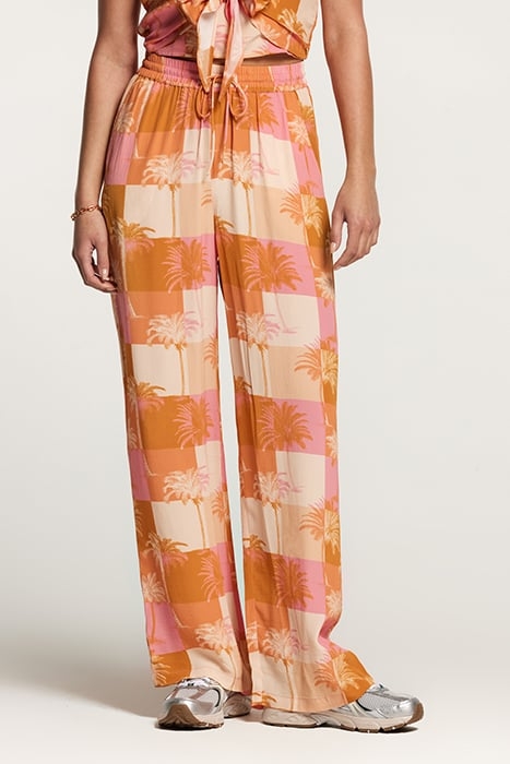 LADIES MONACO TROUSERS BLOCK PALM ICED STRAWBERRY PINK 1