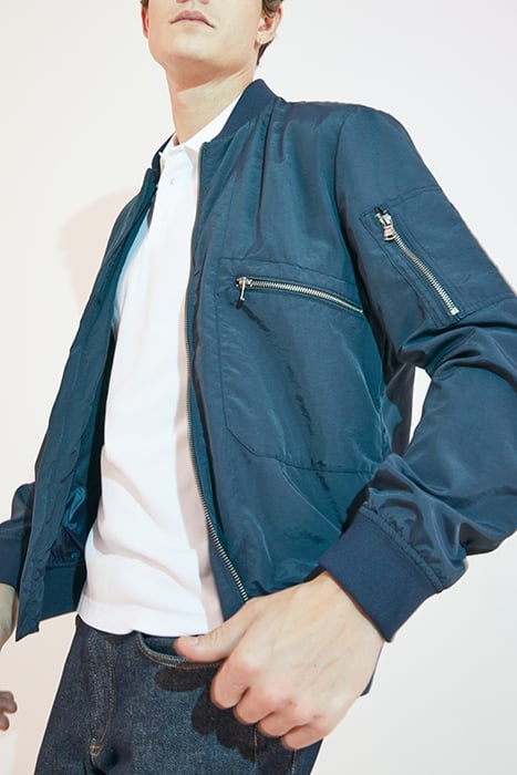 NAVY NYLON BOMBER JACKET 3