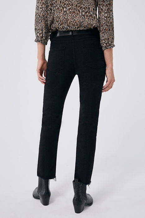 BLACK RECYCLED COTTON HIGH-WAIST STRAIGHT JEANS 2