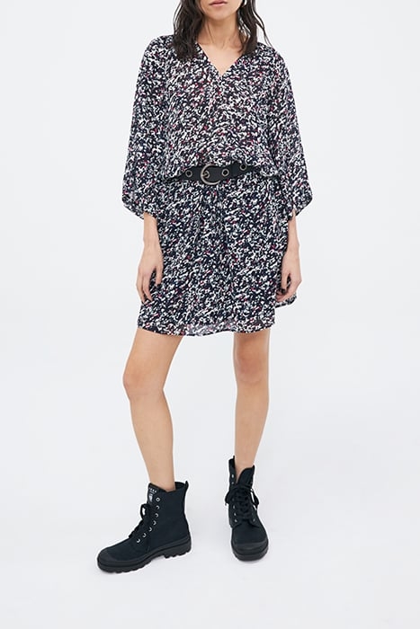 NAVY TACHIST PRINT SHORT DRESS 2