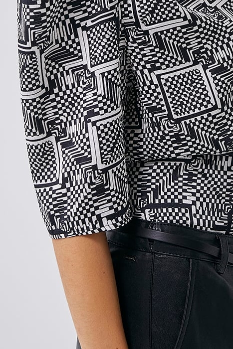 BLACK AND WHITE OPTIC CHECKERBOARD PRINT BLOUSE 5