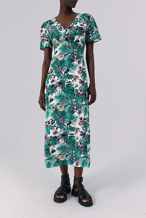 GREEN PLANT PRINT LONG DRESS 1