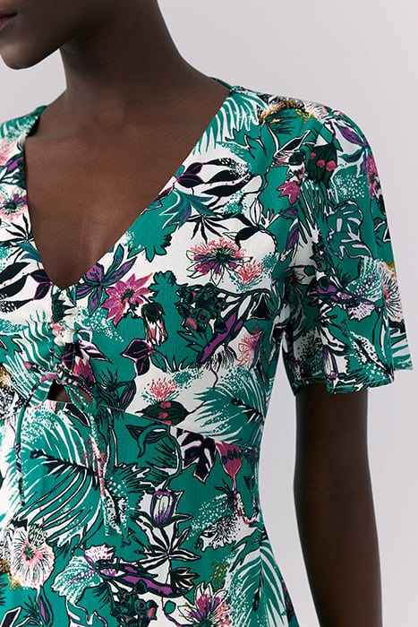 GREEN PLANT PRINT LONG DRESS 5