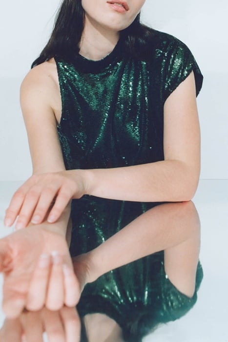 METALLIC GREEN PLEATED TOP 6