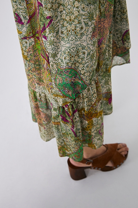 ECRU PAISLEY PRINT ASYMMETRIC LONG DRESS 6