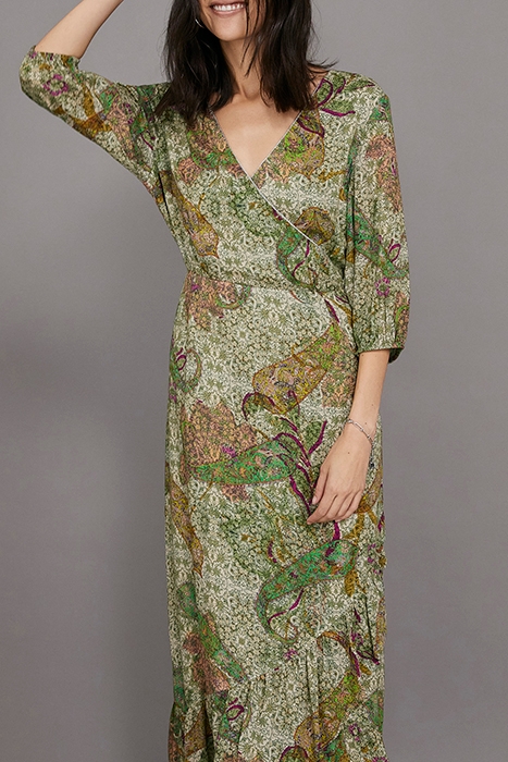 ECRU PAISLEY PRINT ASYMMETRIC LONG DRESS 4