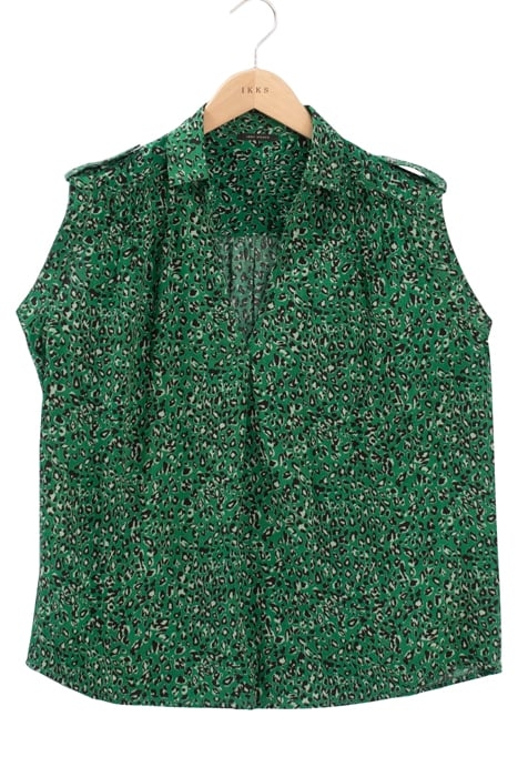 WOMEN'S GREEN LEOPARD VISCOSE TOP 2