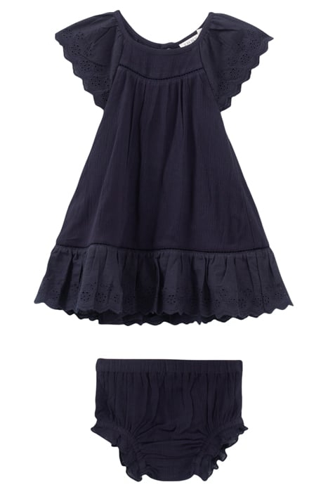 BABY GIRLS’ NAVY EMBROIDERED DRESS WITH BLOOMERS 1