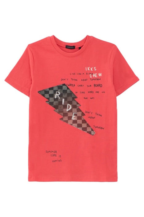 BOYS’ RED ORGANIC COTTON T-SHIRT WITH LENTICULAR LIGHTNING 1
