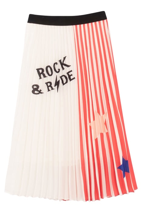 GIRLS’ WHITE LONG SKIRT WITH RED PLEATS 1