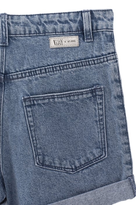 GIRLS’ BLUE ORGANIC COTTON CUFFED DENIM SHORTS 4