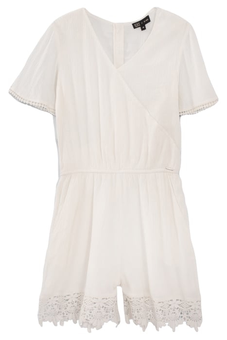 GIRLS' ECRU LACE-EDGED ECOVERO® PLAYSUIT 1