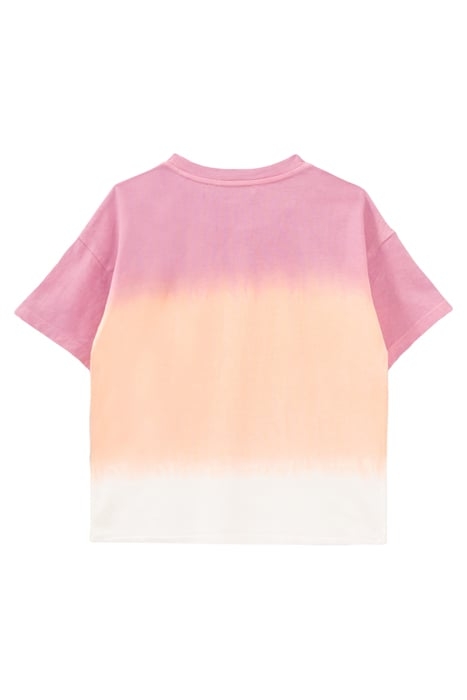 GIRLS’ WHITE T-SHIRT, PINK/ORANGE DEEP DYE + VINTAGE IMAGE 2
