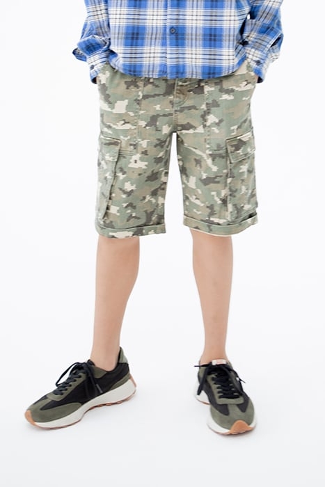 BOYS’ KHAKI PIXEL CAMOUFLAGE COMBAT BERMUDAS 1