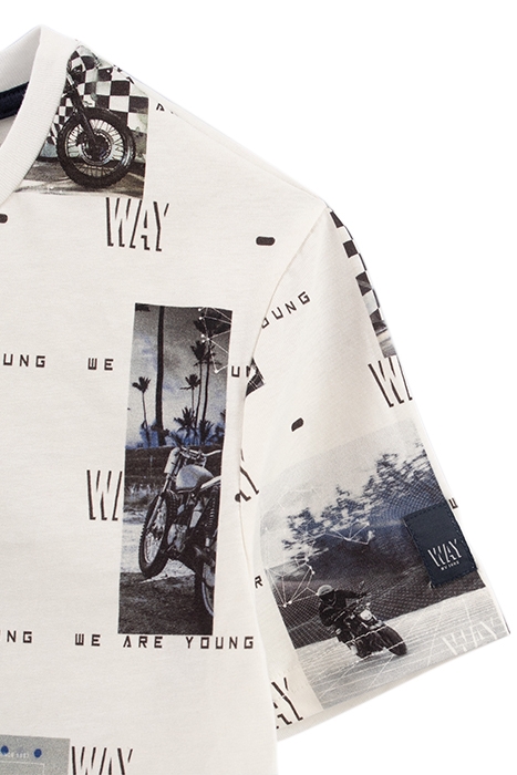 BOYS’ WHITE ORGANIC COTTON T-SHIRT WITH MOTORBIKE PHOTOS 5